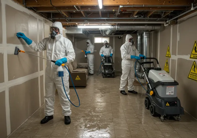 Basement Moisture Removal and Structural Drying process in Preston, TX